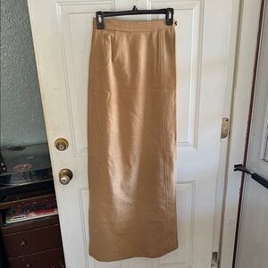 Vintage Dalton Wool Satin Lined Elegant Tan Long Pencil Skirt